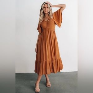 Baltic Born Felicity Smocked Dress - Camel NWT